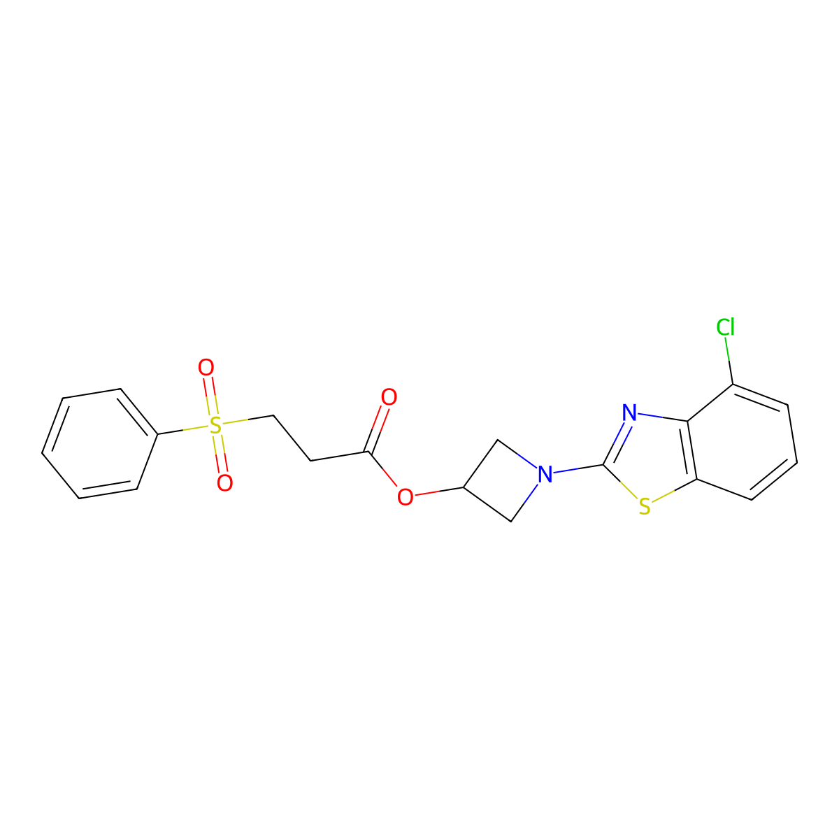 1-(4-Chlorobenzo[d]thiazol-2-yl)azetidin-3-yl 3-(phenylsulfonyl)propanoate molecular structure, CAS 1396811-01-0