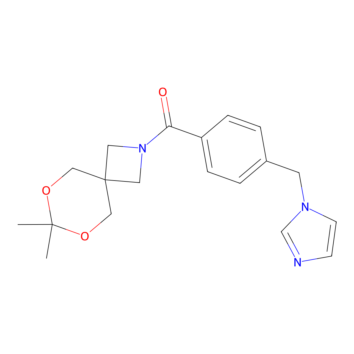 (4-((1H-imidazol-1-yl)methyl)phenyl)(7,7-dimethyl-6,8-dioxa-2-azaspiro[3.5]nonan-2-yl)methanone molecular structure, CAS 1396811-02-1