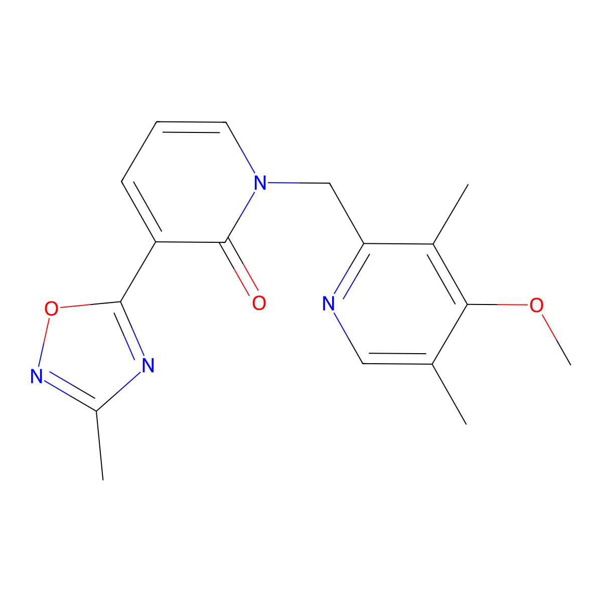 1-[(4-methoxy-3,5-dimethylpyridin-2-yl)methyl]-3-(3-methyl-1,2,4-oxadiazol-5-yl)pyridin-2(1H)-one molecular structure, CAS 1396811-09-8