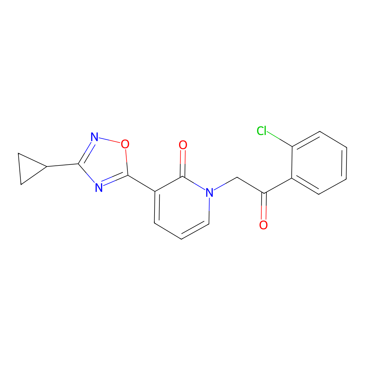 1-[2-(2-chlorophenyl)-2-oxoethyl]-3-(3-cyclopropyl-1,2,4-oxadiazol-5-yl)pyridin-2(1H)-one molecular structure, CAS 1396811-13-4