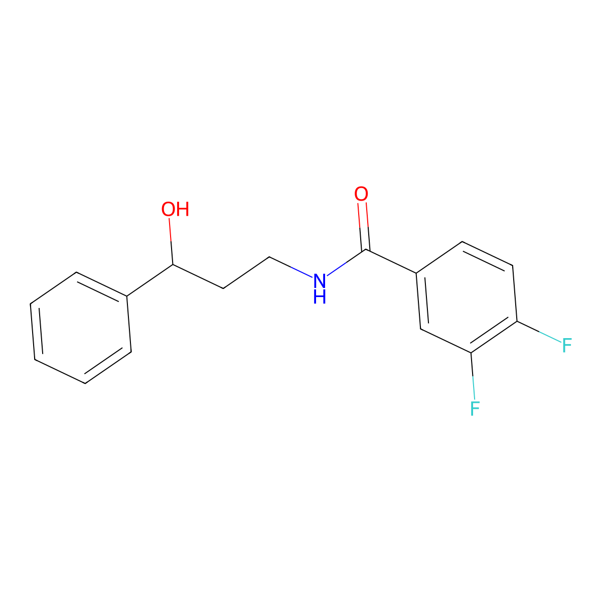 3,4-difluoro-N-(3-hydroxy-3-phenylpropyl)benzamide molecular structure, CAS 1396811-15-6