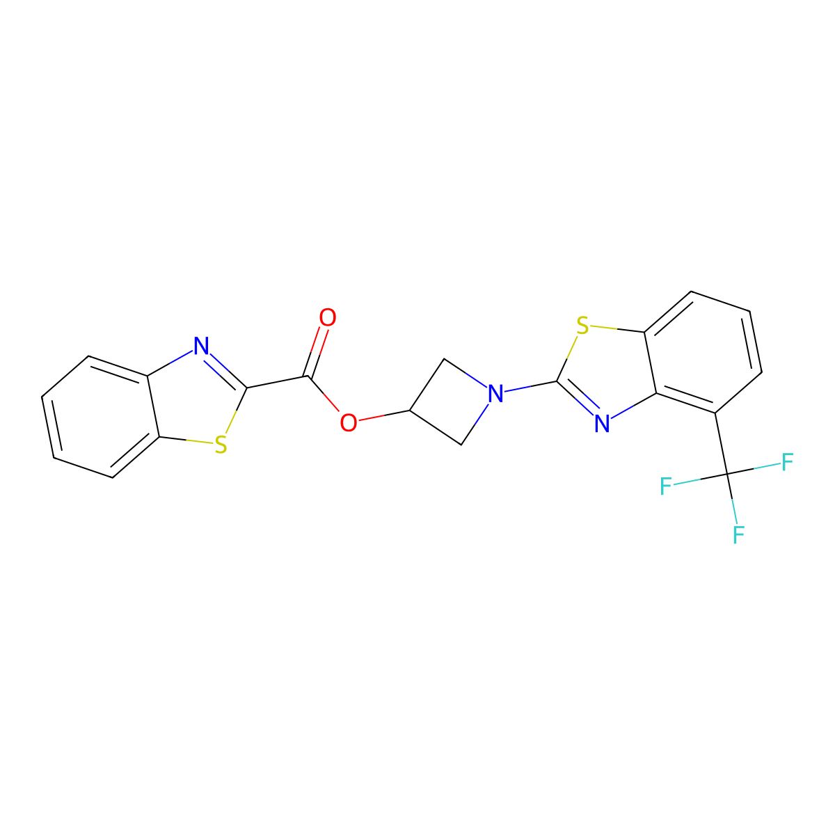 1-(4-(Trifluoromethyl)benzo[d]thiazol-2-yl)azetidin-3-yl benzo[d]thiazole-2-carboxylate molecular structure, CAS 1396811-19-0