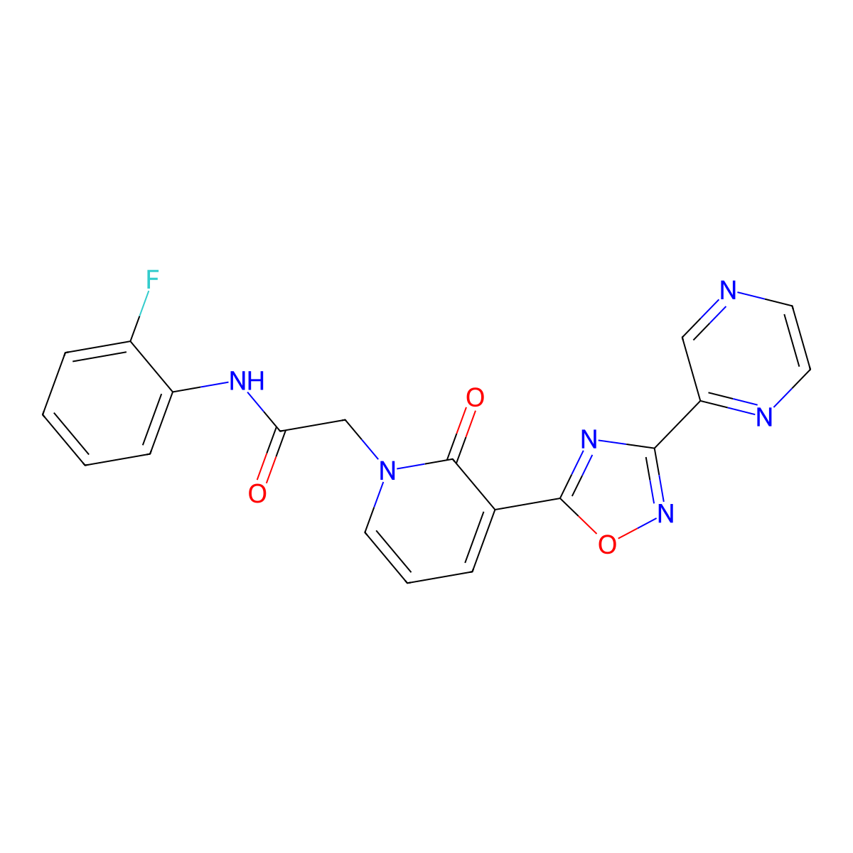 N-(2-fluorophenyl)-2-[2-oxo-3-(3-pyrazin-2-yl-1,2,4-oxadiazol-5-yl)pyridin-1(2H)-yl]acetamide molecular structure, CAS 1396811-20-3
