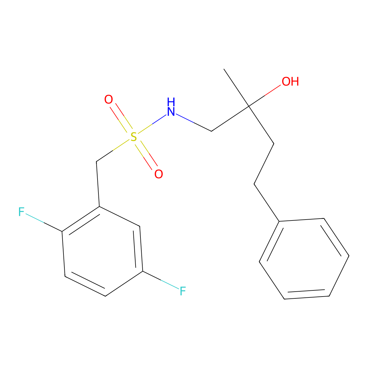 1-(2,5-difluorophenyl)-N-(2-hydroxy-2-methyl-4-phenylbutyl)methanesulfonamide molecular structure, CAS 1396811-22-5
