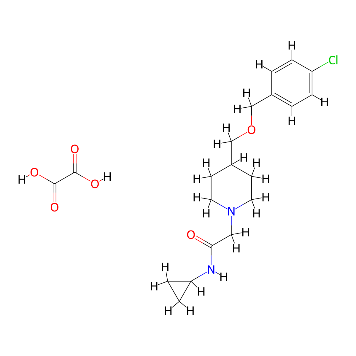 2-(4-(((4-chlorobenzyl)oxy)methyl)piperidin-1-yl)-N-cyclopropylacetamide oxalate molecular structure, CAS 1396811-25-8