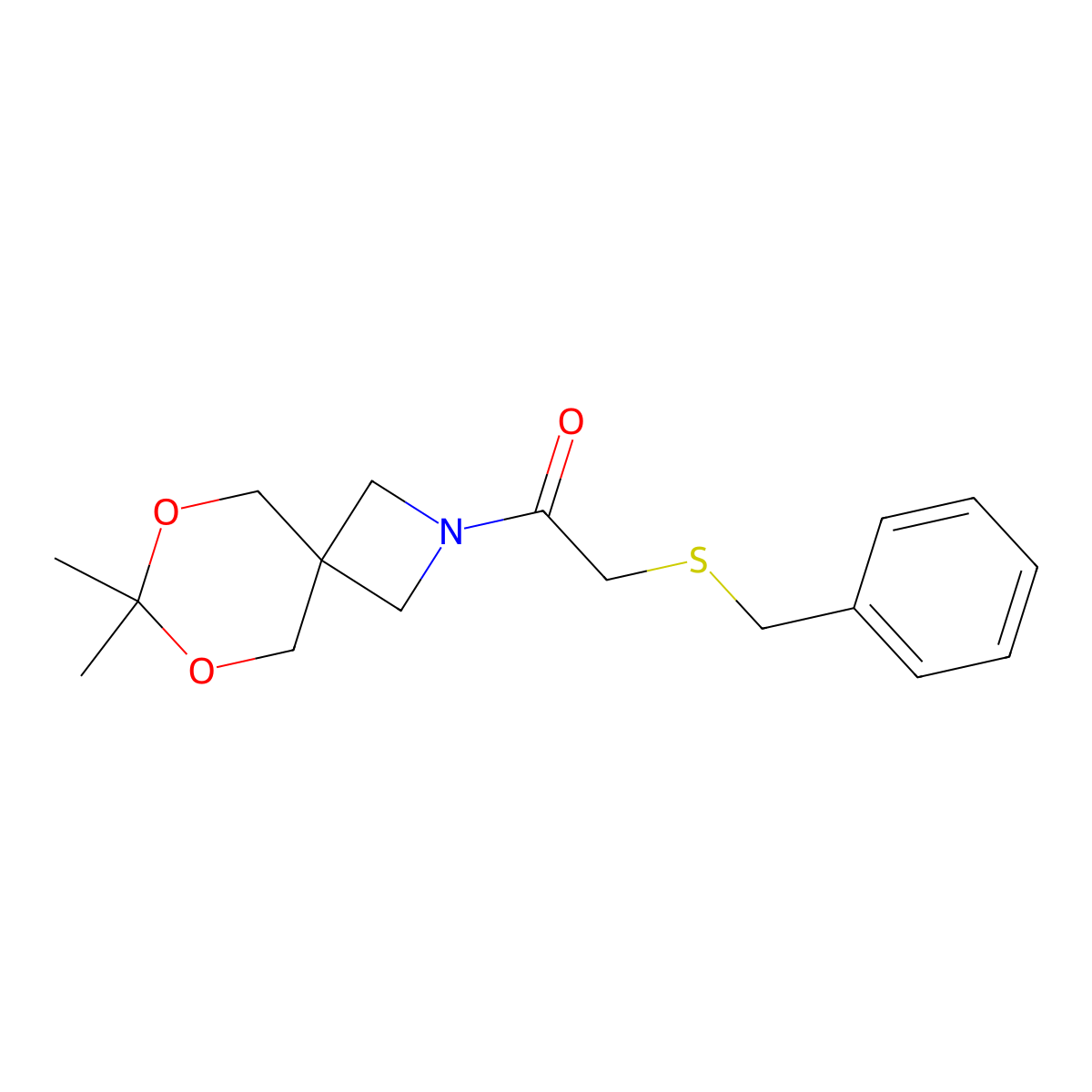 2-(Benzylthio)-1-(7,7-dimethyl-6,8-dioxa-2-azaspiro[3.5]nonan-2-yl)ethanone molecular structure, CAS 1396811-27-0