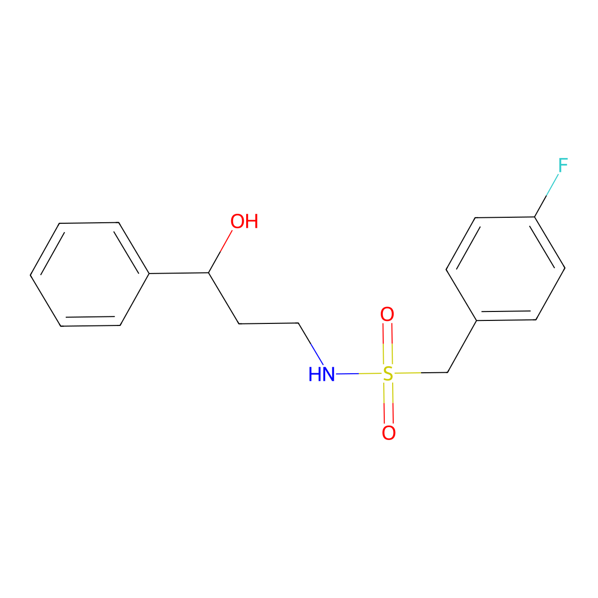 1-(4-fluorophenyl)-N-(3-hydroxy-3-phenylpropyl)methanesulfonamide molecular structure, CAS 1396811-30-5