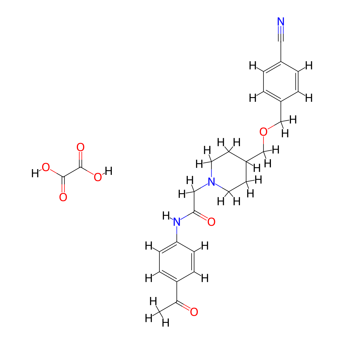 N-(4-acetylphenyl)-2-(4-(((4-cyanobenzyl)oxy)methyl)piperidin-1-yl)acetamide oxalate molecular structure, CAS 1396811-33-8