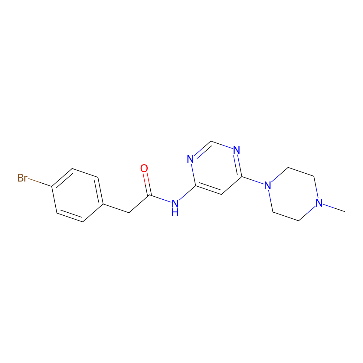 2-(4-bromophenyl)-N-[6-(4-methylpiperazin-1-yl)pyrimidin-4-yl]acetamide molecular structure, CAS 1396811-40-7