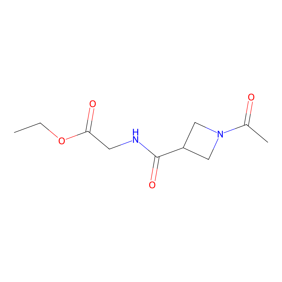 Ethyl 2-(1-acetylazetidine-3-carboxamido)acetate molecular structure, CAS 1396811-45-2