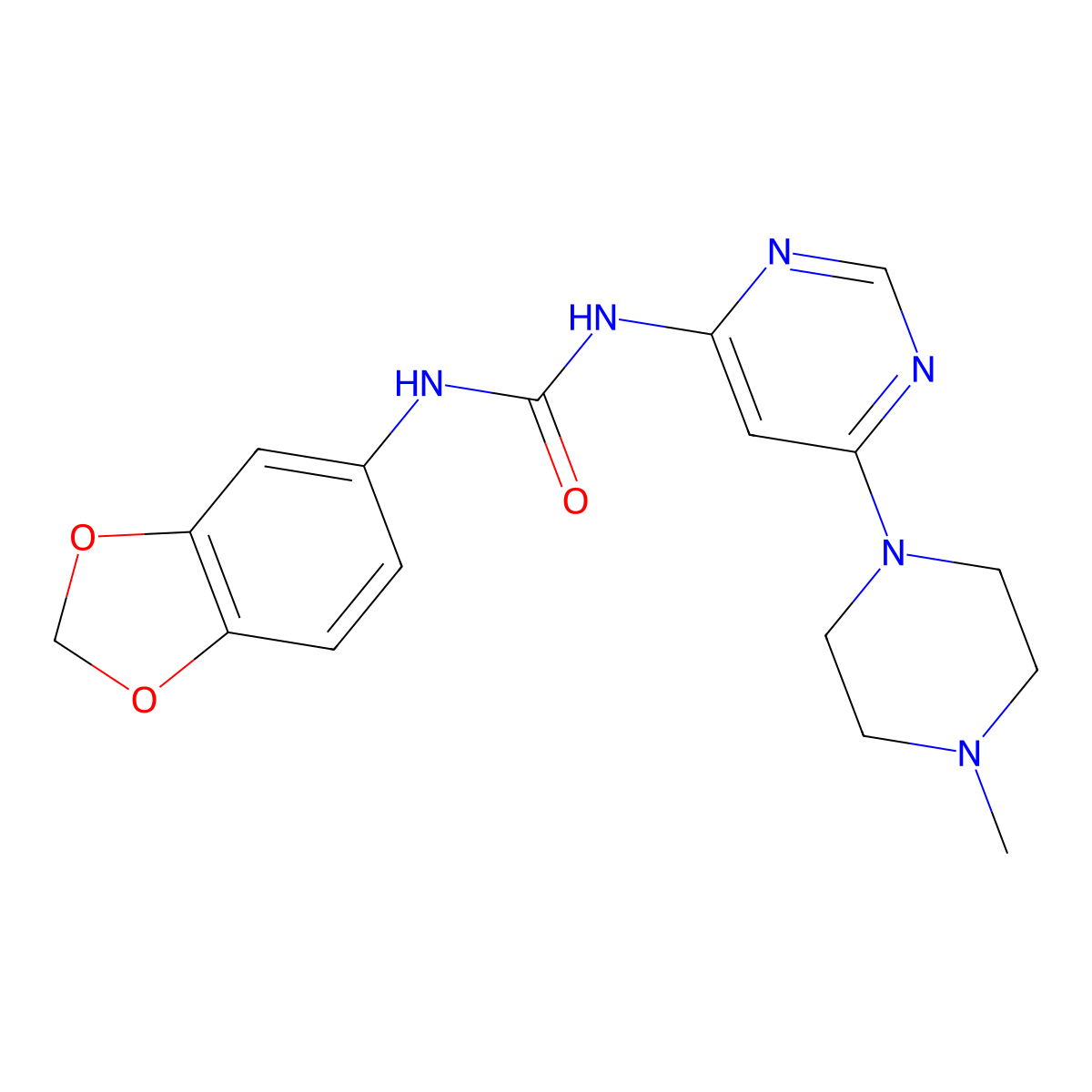 1-(Benzo[d][1,3]dioxol-5-yl)-3-(6-(4-methylpiperazin-1-yl)pyrimidin-4-yl)urea molecular structure, CAS 1396811-46-3