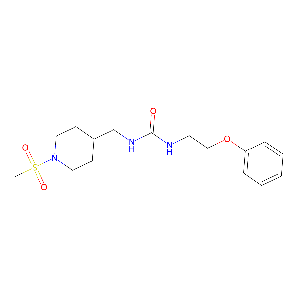 1-((1-(Methylsulfonyl)piperidin-4-yl)methyl)-3-(2-phenoxyethyl)urea molecular structure, CAS 1396811-50-9
