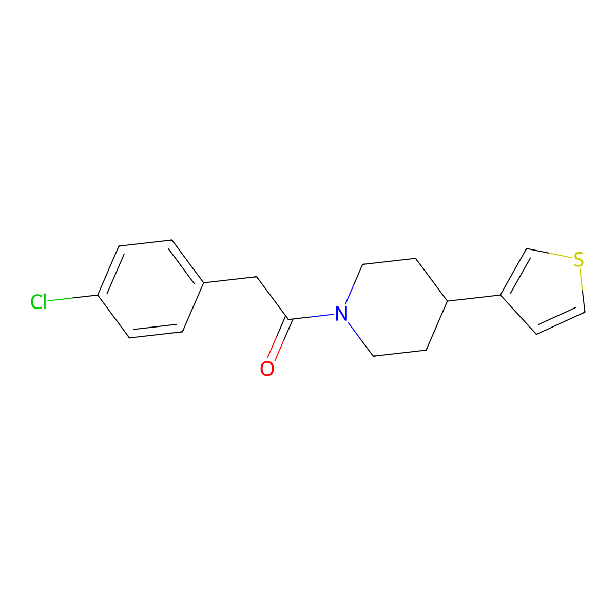 2-(4-Chlorophenyl)-1-(4-(thiophen-3-yl)piperidin-1-yl)ethanone molecular structure, CAS 1396811-55-4