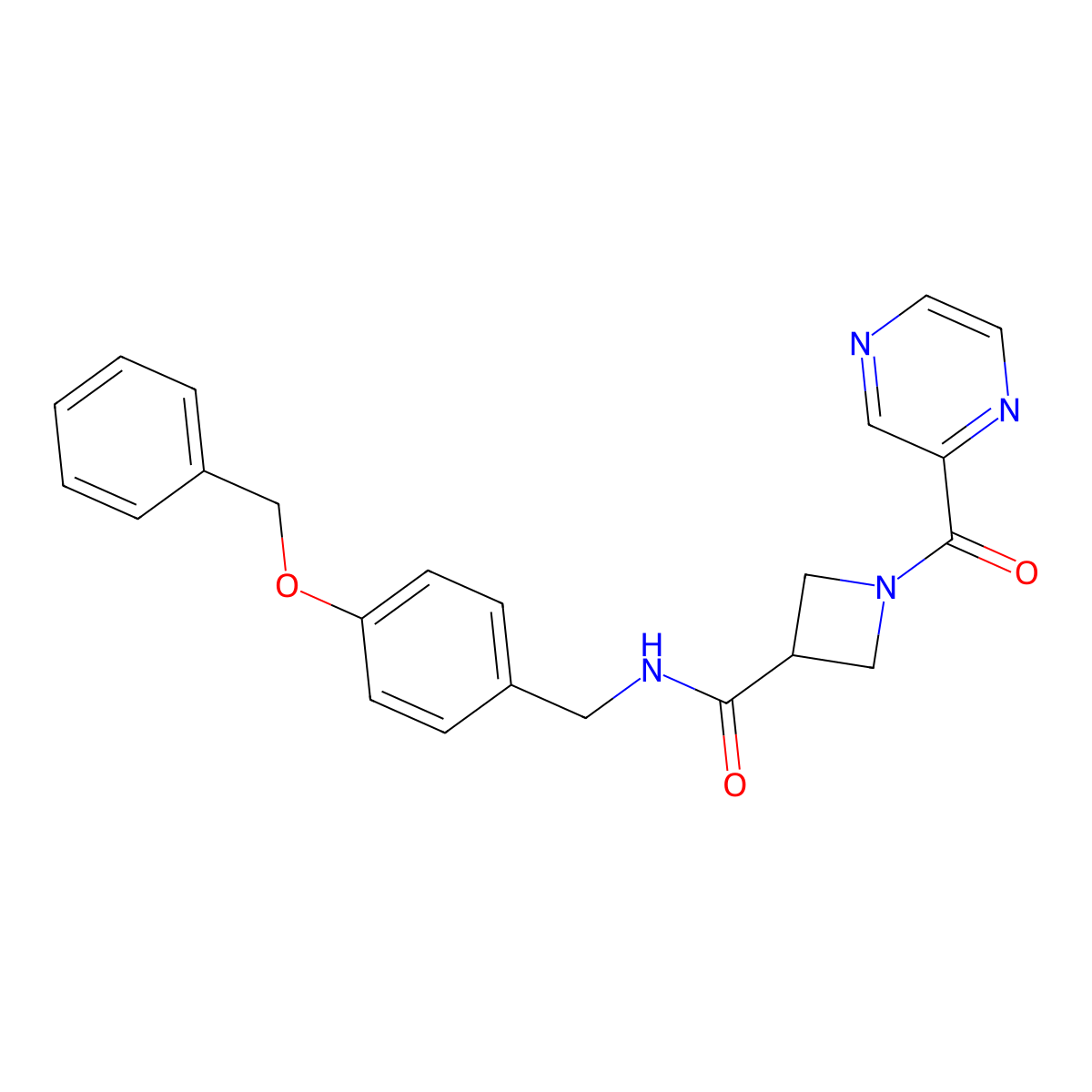 N-(4-(benzyloxy)benzyl)-1-(pyrazine-2-carbonyl)azetidine-3-carboxamide molecular structure, CAS 1396811-59-8