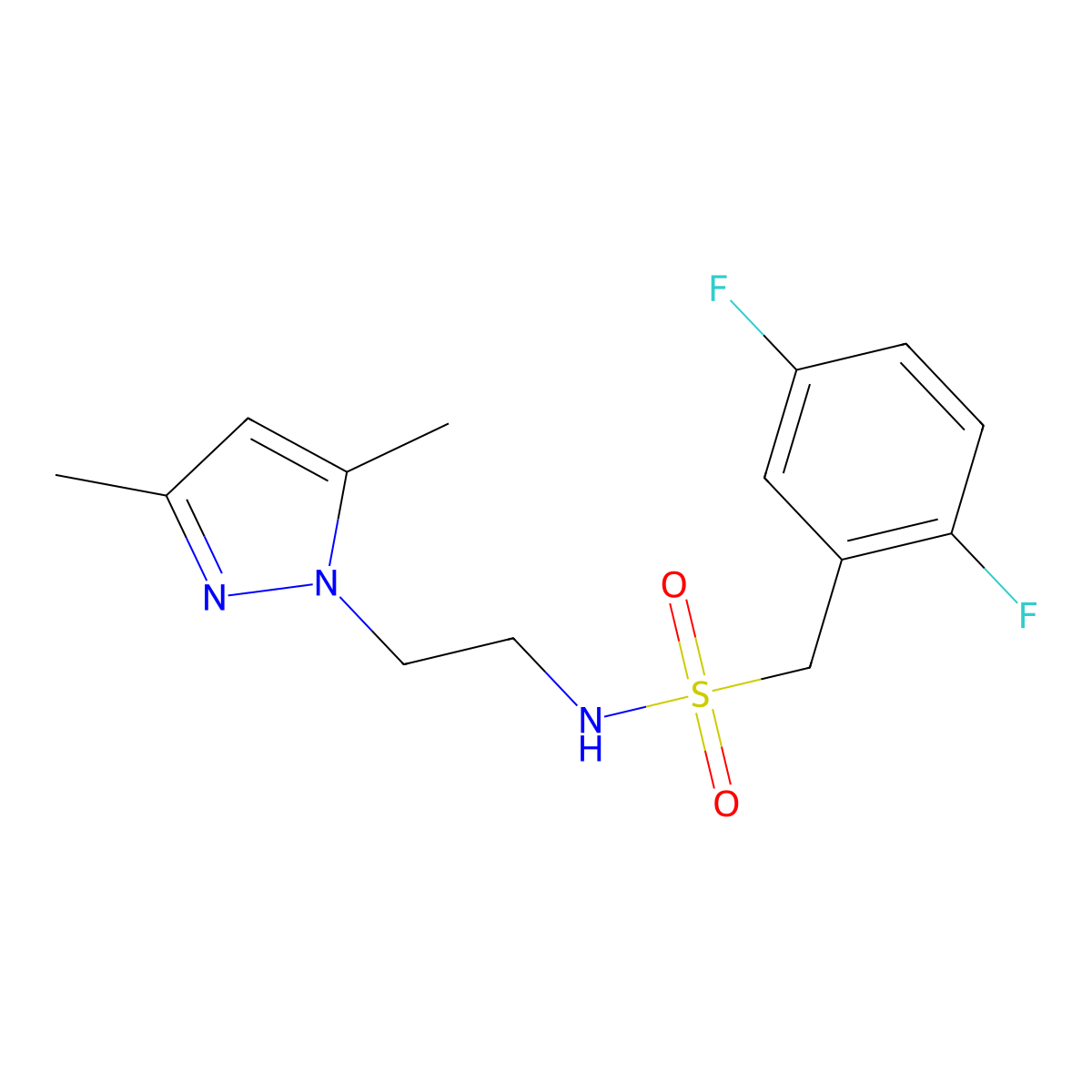 1-(2,5-difluorophenyl)-N-[2-(3,5-dimethyl-1H-pyrazol-1-yl)ethyl]methanesulfonamide molecular structure, CAS 1396811-61-2
