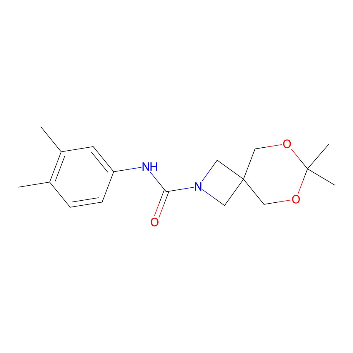 N-(3,4-dimethylphenyl)-7,7-dimethyl-6,8-dioxa-2-azaspiro[3.5]nonane-2-carboxamide molecular structure, CAS 1396811-63-4
