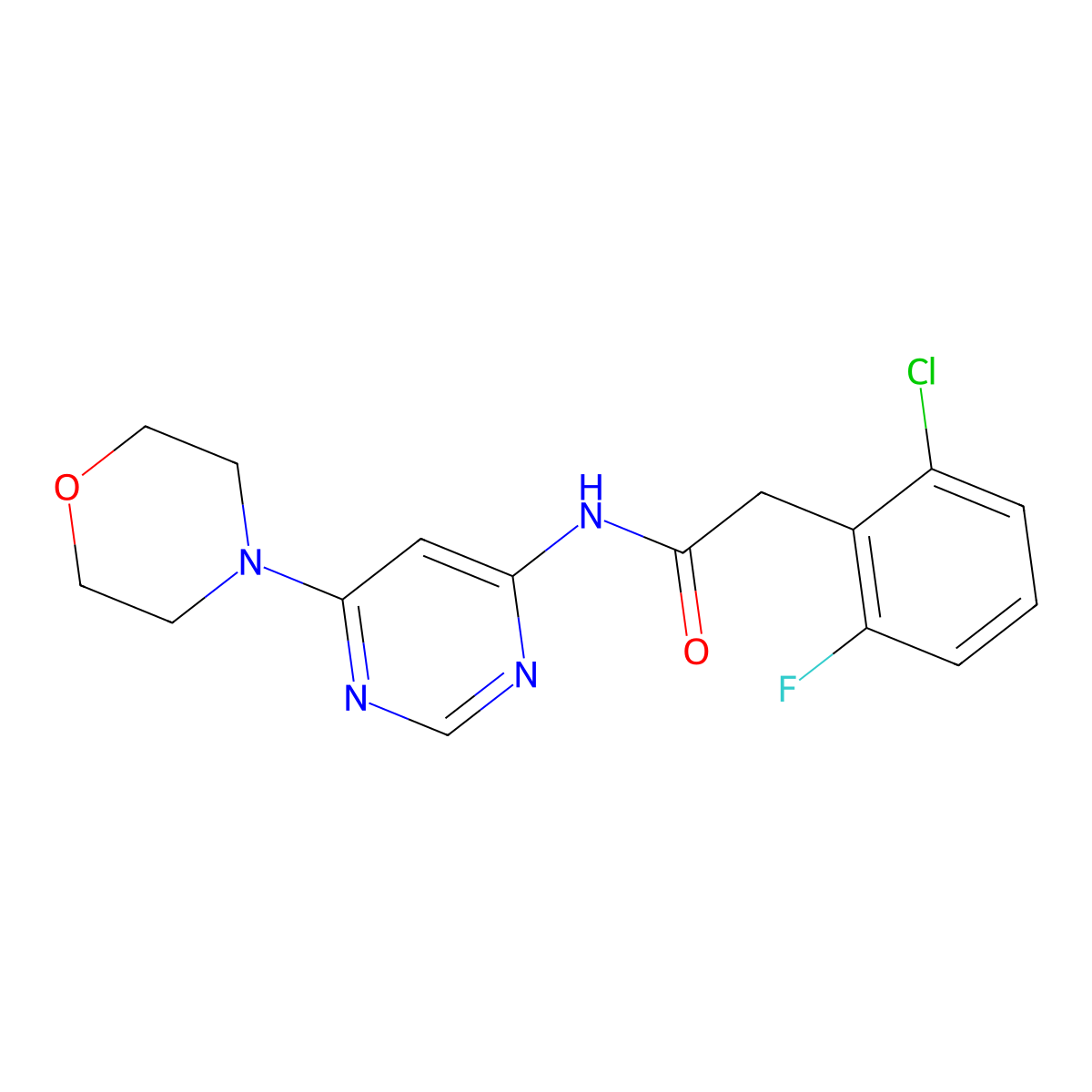 2-(2-chloro-6-fluorophenyl)-N-(6-morpholinopyrimidin-4-yl)acetamide molecular structure, CAS 1396811-65-6