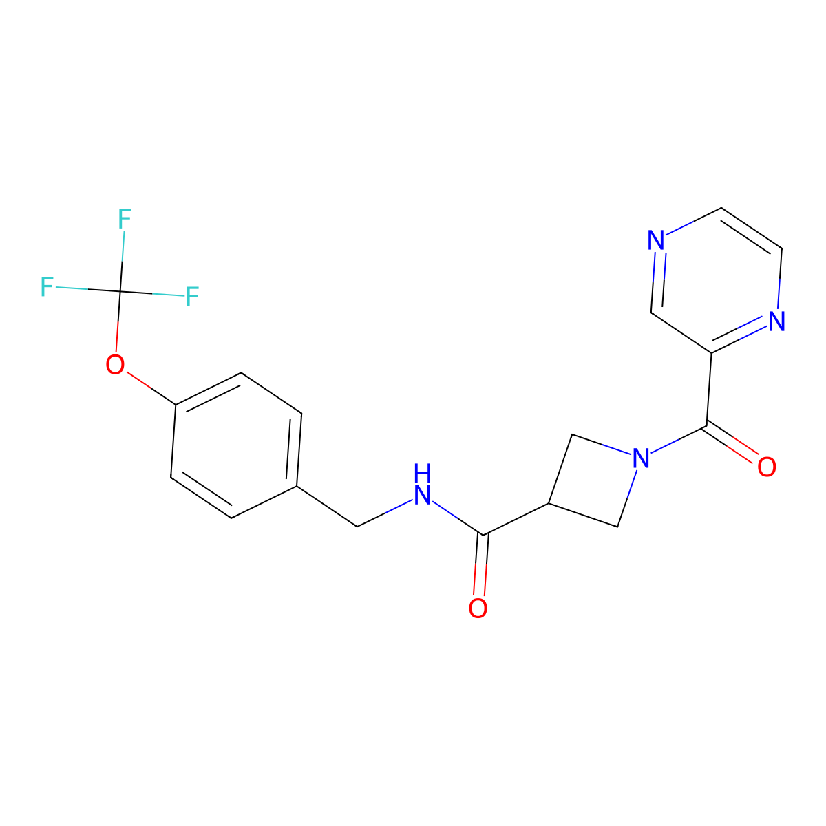 1-(pyrazine-2-carbonyl)-N-(4-(trifluoromethoxy)benzyl)azetidine-3-carboxamide molecular structure, CAS 1396811-66-7