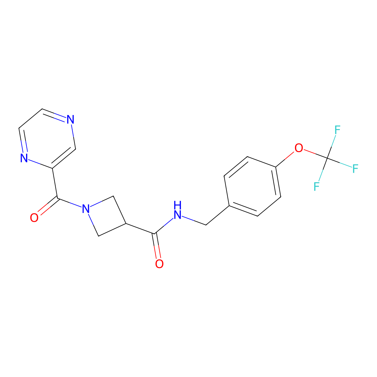 1-(pyrazine-2-carbonyl)-N-(4-(trifluoromethoxy)benzyl)azetidine-3-carboxamide molecular structure, CAS 1396811-66-7