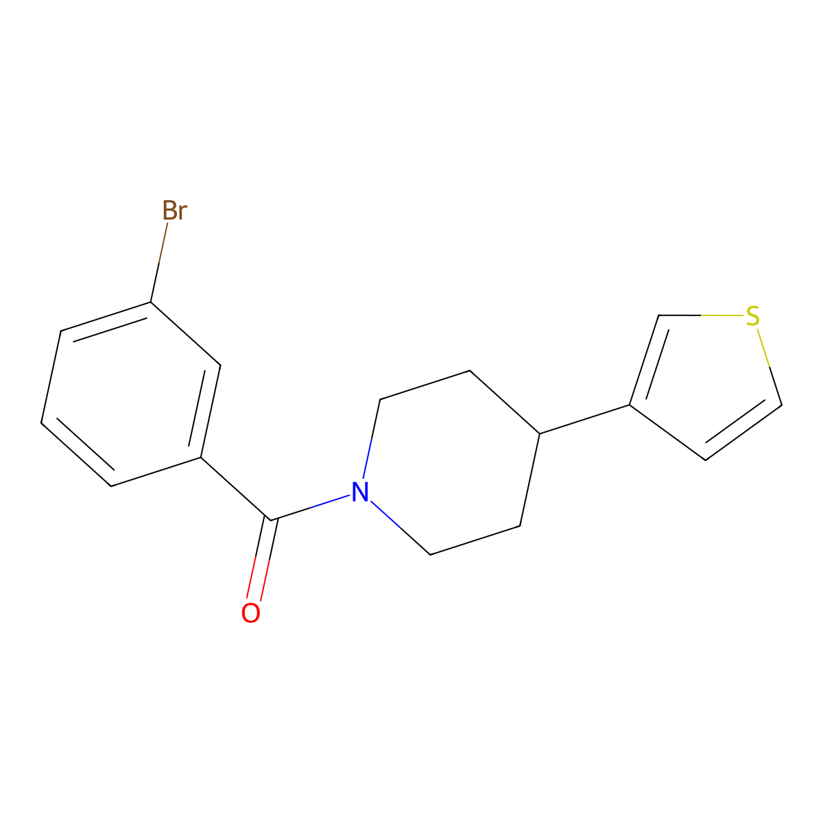(3-Bromophenyl)(4-(thiophen-3-yl)piperidin-1-yl)methanone molecular structure, CAS 1396811-72-5