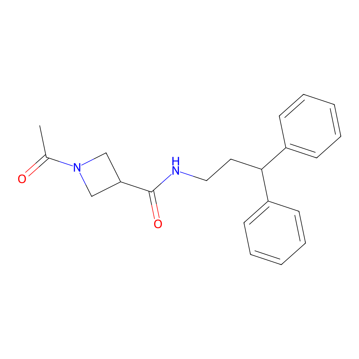 1-acetyl-N-(3,3-diphenylpropyl)azetidine-3-carboxamide molecular structure, CAS 1396811-74-7