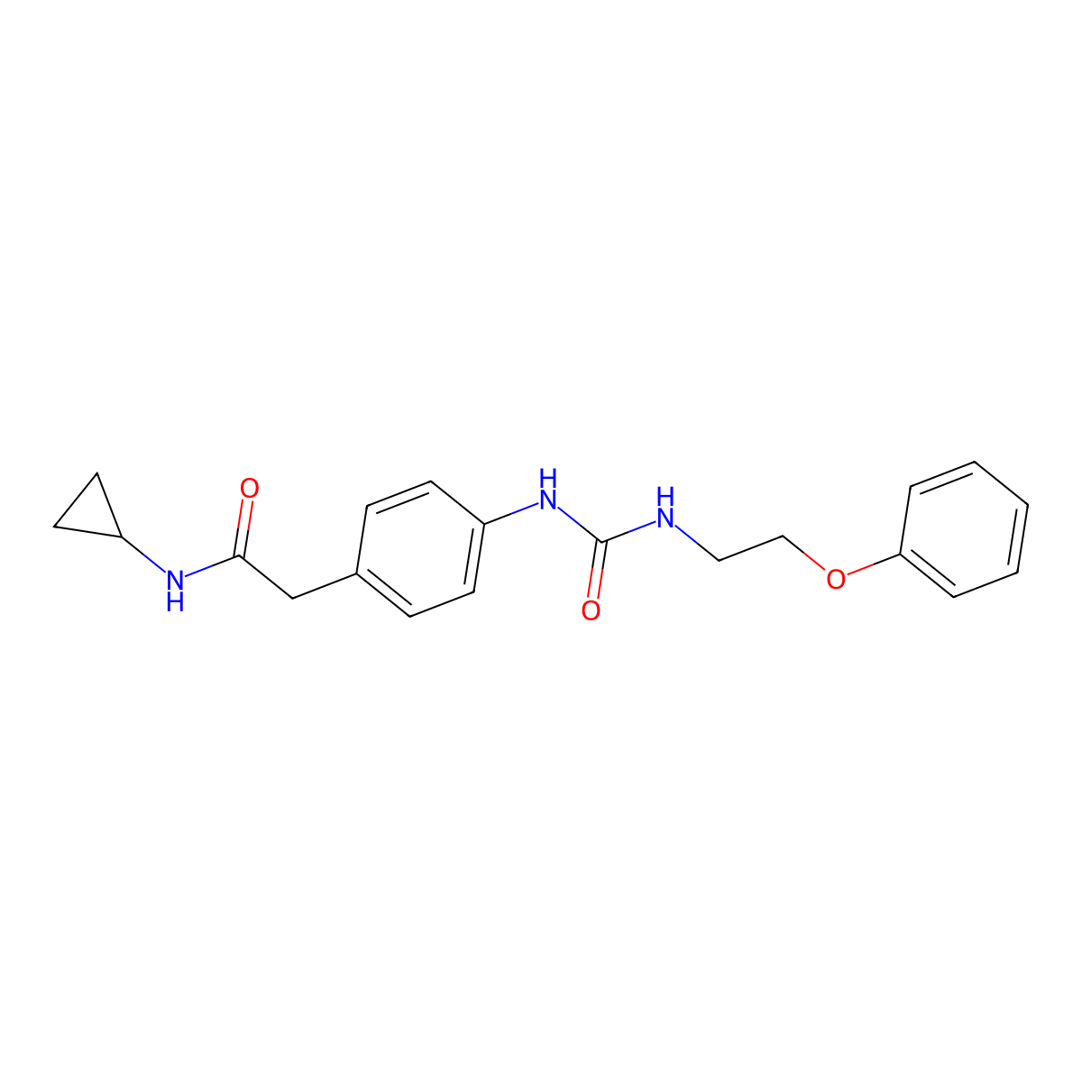 N-cyclopropyl-2-(4-(3-(2-phenoxyethyl)ureido)phenyl)acetamide molecular structure, CAS 1396811-84-9
