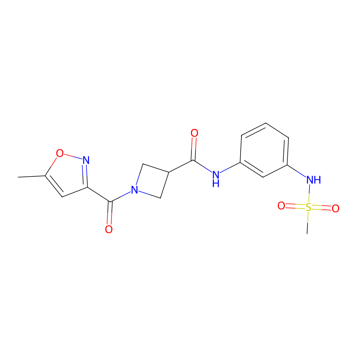 1-(5-methylisoxazole-3-carbonyl)-N-(3-(methylsulfonamido)phenyl)azetidine-3-carboxamide molecular structure, CAS 1396811-87-2