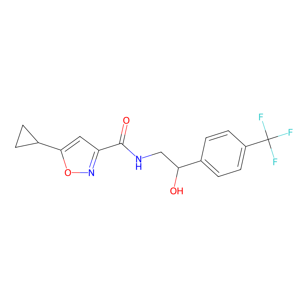 5-cyclopropyl-N-(2-hydroxy-2-(4-(trifluoromethyl)phenyl)ethyl)isoxazole-3-carboxamide molecular structure, CAS 1396811-93-0