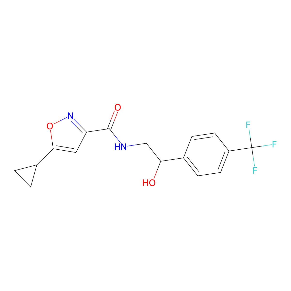 5-cyclopropyl-N-(2-hydroxy-2-(4-(trifluoromethyl)phenyl)ethyl)isoxazole-3-carboxamide molecular structure, CAS 1396811-93-0