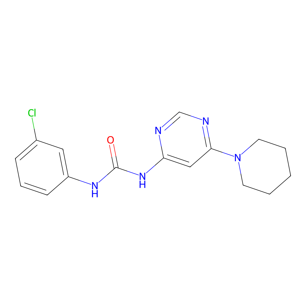 1-(3-Chlorophenyl)-3-(6-(piperidin-1-yl)pyrimidin-4-yl)urea molecular structure, CAS 1396811-94-1