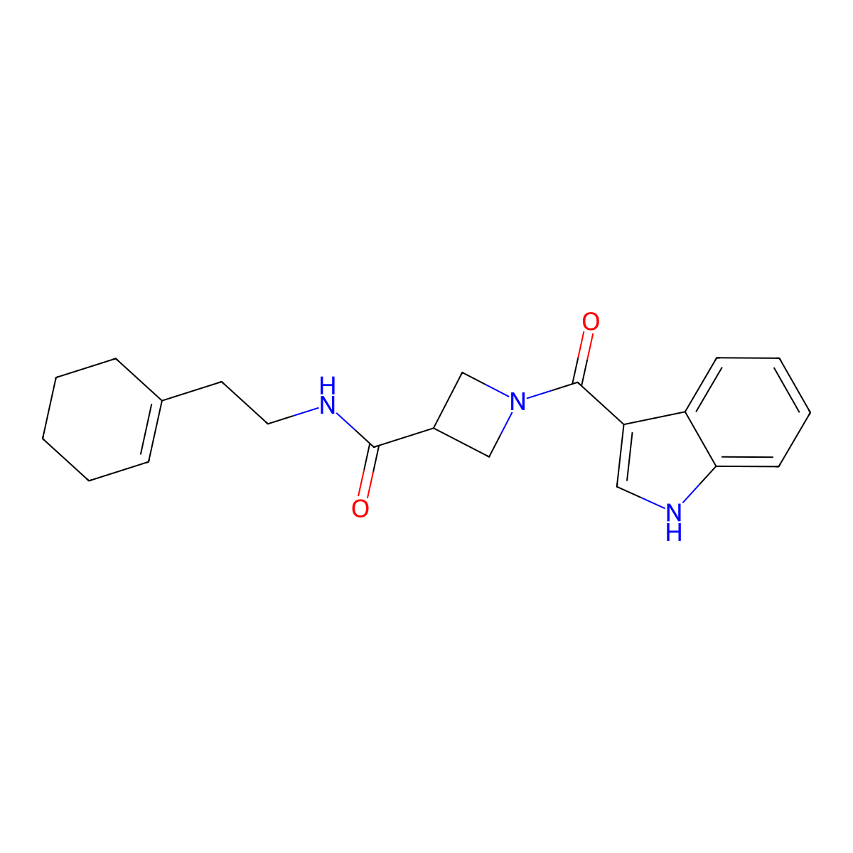 N-[2-(cyclohex-1-en-1-yl)ethyl]-1-(1H-indole-3-carbonyl)azetidine-3-carboxamide molecular structure, CAS 1396812-05-7
