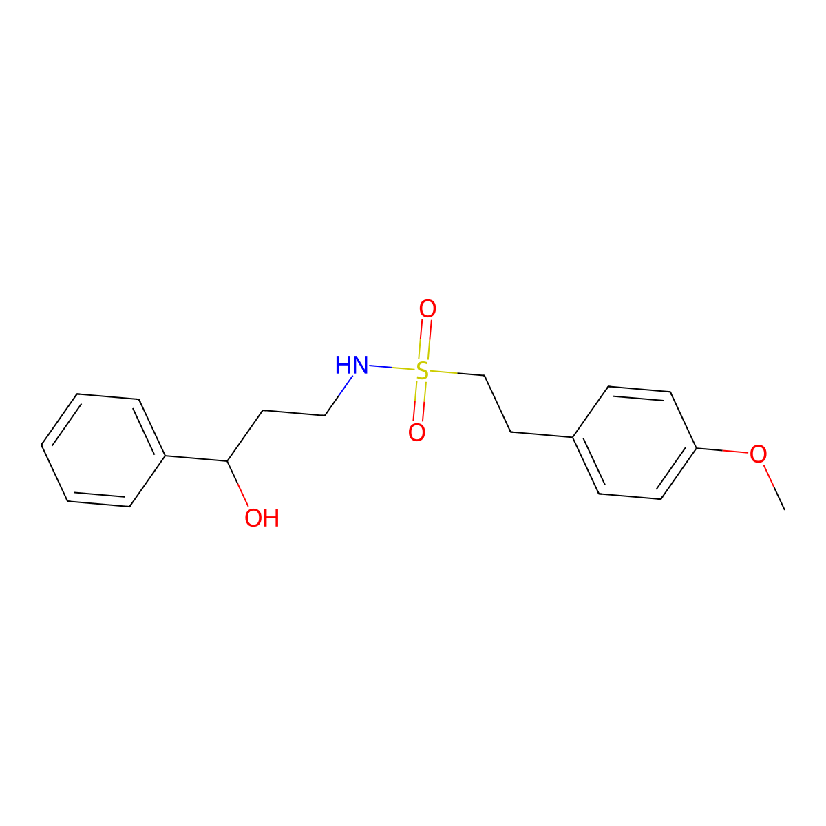 N-(3-hydroxy-3-phenylpropyl)-2-(4-methoxyphenyl)ethanesulfonamide molecular structure, CAS 1396812-06-8