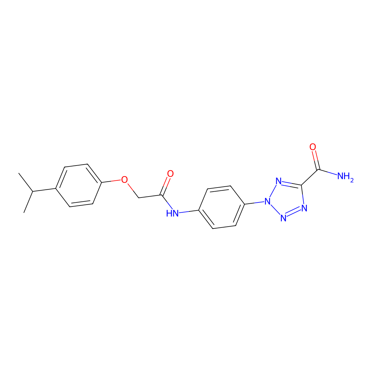2-(4-(2-(4-isopropylphenoxy)acetamido)phenyl)-2H-tetrazole-5-carboxamide molecular structure, CAS 1396812-09-1
