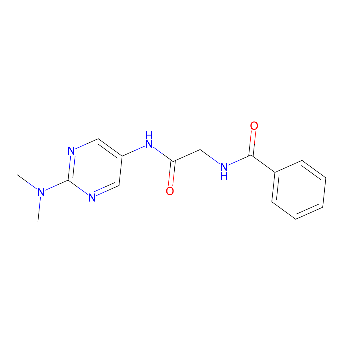 N-(2-((2-(dimethylamino)pyrimidin-5-yl)amino)-2-oxoethyl)benzamide molecular structure, CAS 1396812-12-6