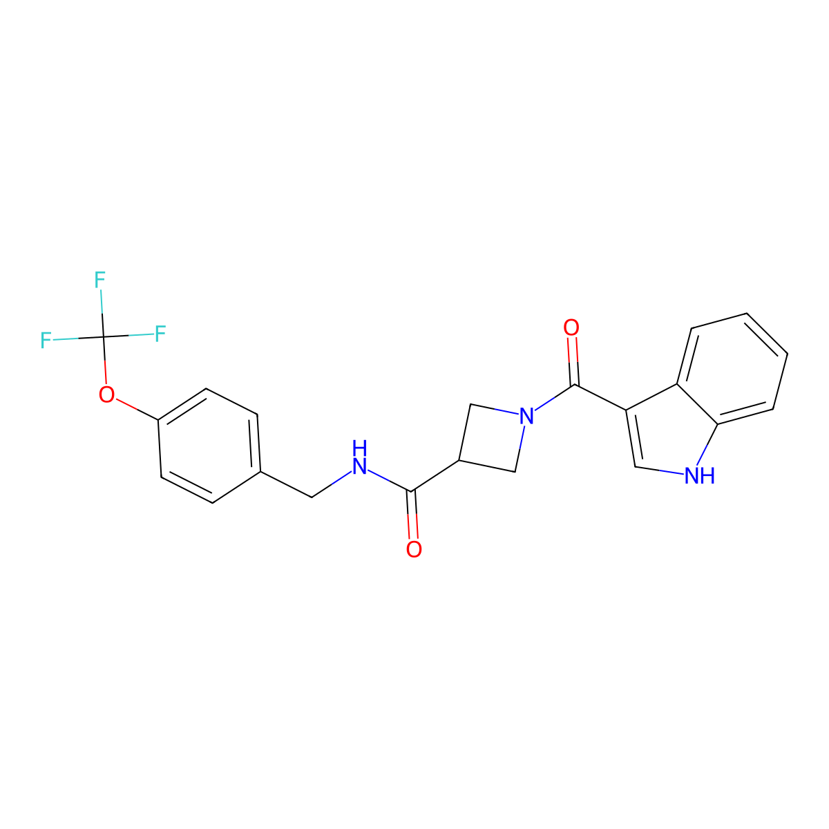 1-(1H-indole-3-carbonyl)-N-(4-(trifluoromethoxy)benzyl)azetidine-3-carboxamide molecular structure, CAS 1396812-16-0