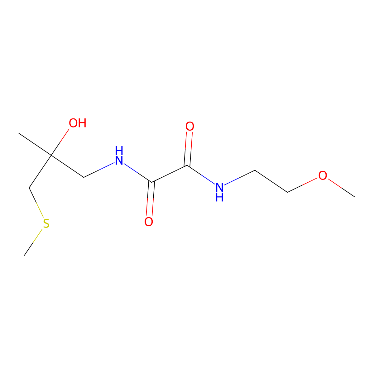 N1-(2-hydroxy-2-methyl-3-(methylthio)propyl)-N2-(2-methoxyethyl)oxalamide molecular structure, CAS 1396812-29-5