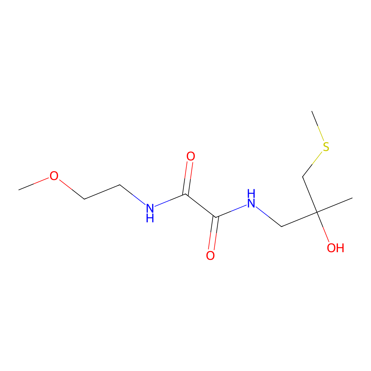 N1-(2-hydroxy-2-methyl-3-(methylthio)propyl)-N2-(2-methoxyethyl)oxalamide molecular structure, CAS 1396812-29-5