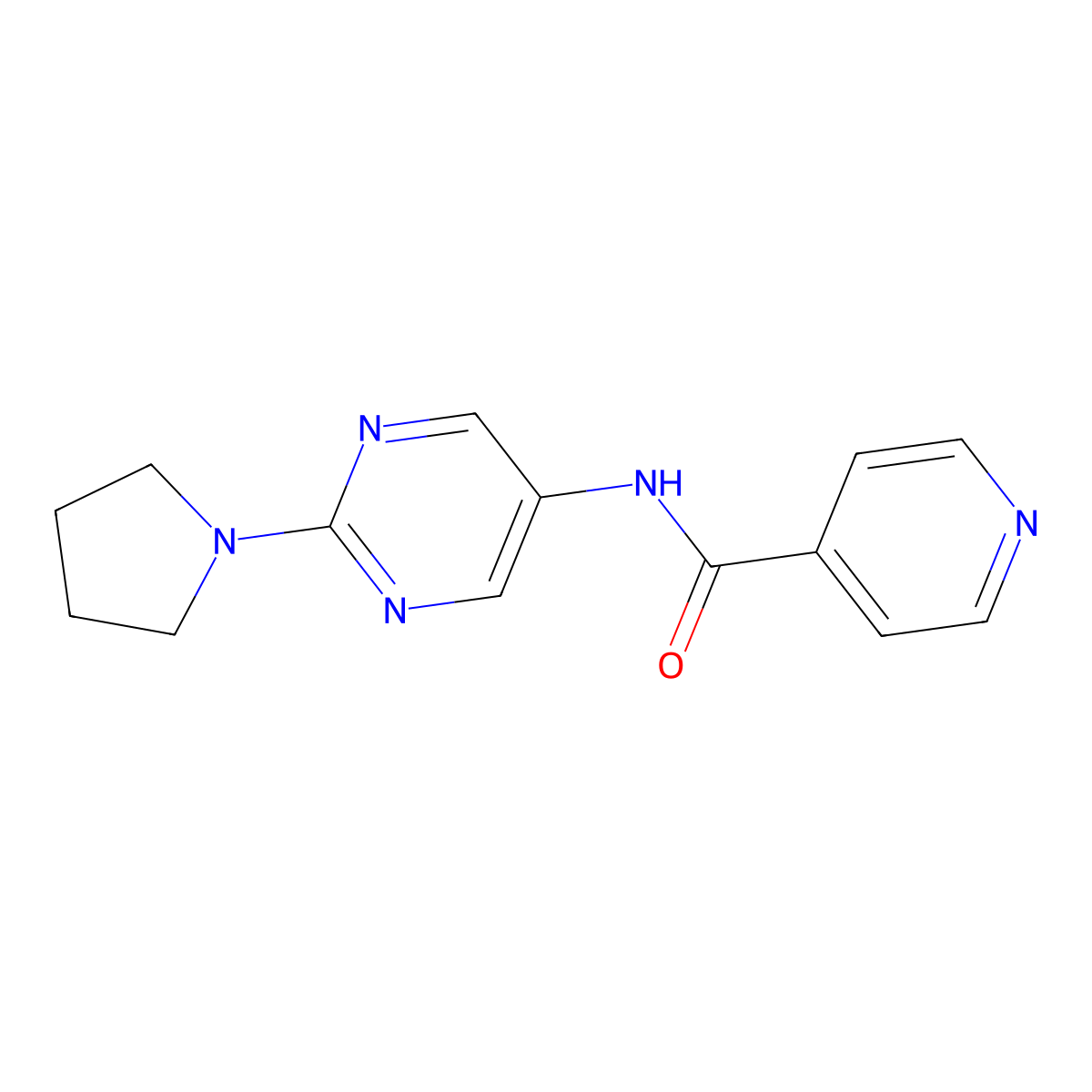 N-(2-(pyrrolidin-1-yl)pyrimidin-5-yl)isonicotinamide molecular structure, CAS 1396812-32-0