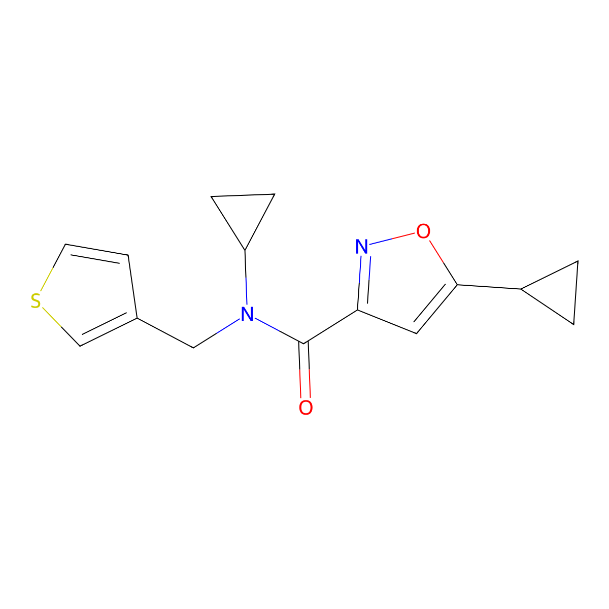 N,5-dicyclopropyl-N-(thiophen-3-ylmethyl)isoxazole-3-carboxamide molecular structure, CAS 1396812-37-5