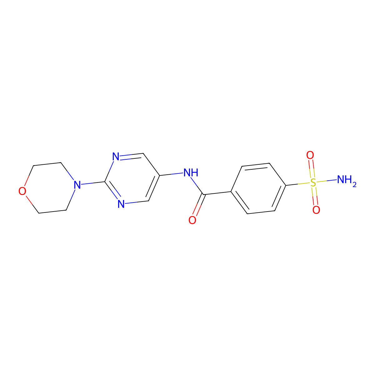 N-(2-morpholinopyrimidin-5-yl)-4-sulfamoylbenzamide molecular structure, CAS 1396812-41-1
