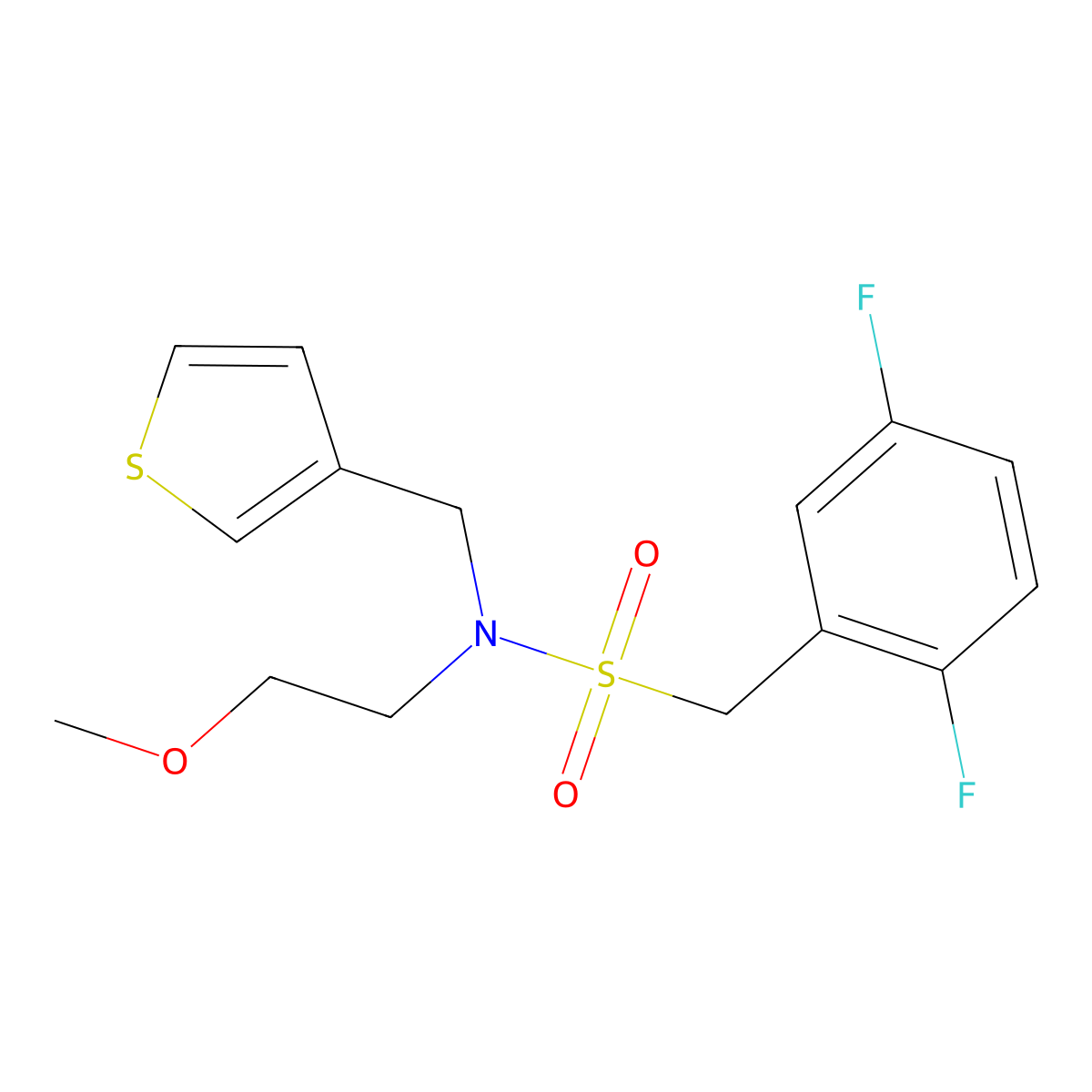 1-(2,5-difluorophenyl)-N-(2-methoxyethyl)-N-(thiophen-3-ylmethyl)methanesulfonamide molecular structure, CAS 1396812-46-6