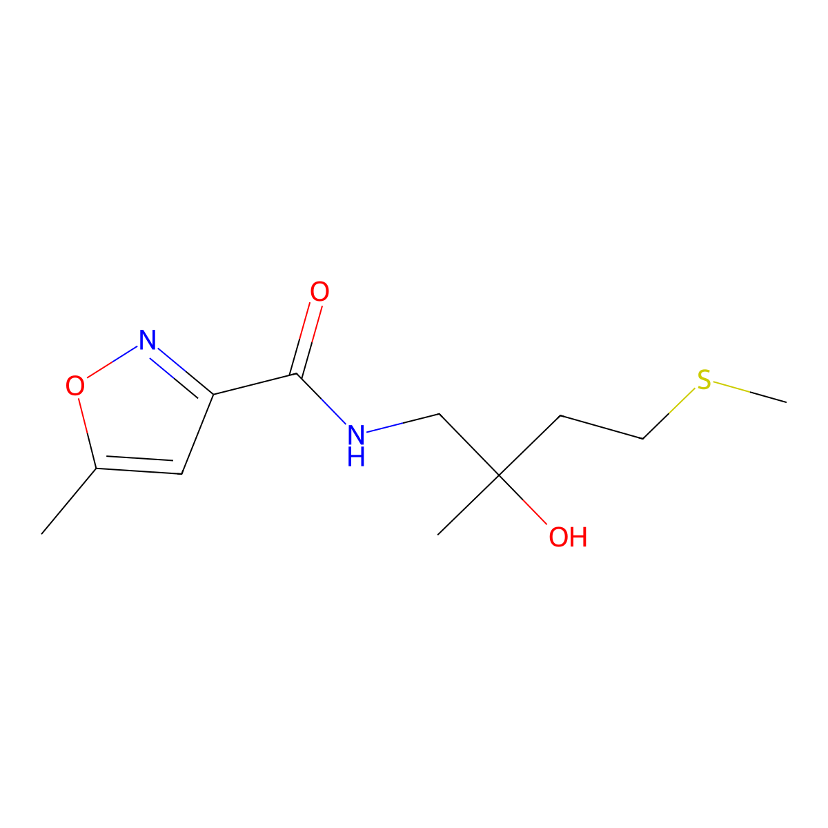 N-(2-hydroxy-2-methyl-4-(methylthio)butyl)-5-methylisoxazole-3-carboxamide molecular structure, CAS 1396812-52-4