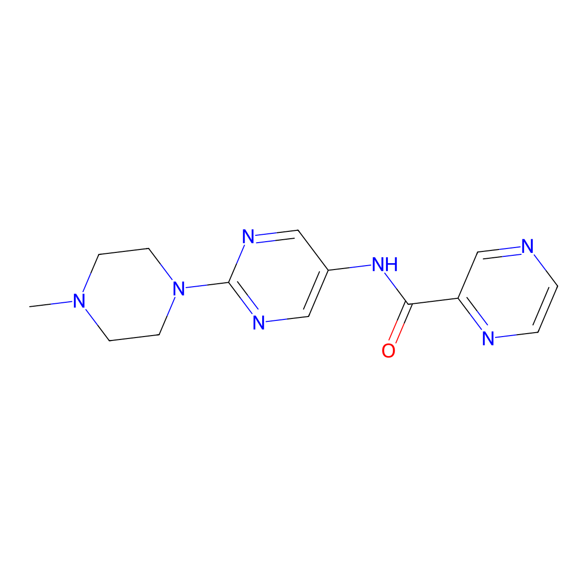 N-[2-(4-methylpiperazin-1-yl)pyrimidin-5-yl]pyrazine-2-carboxamide molecular structure, CAS 1396812-53-5
