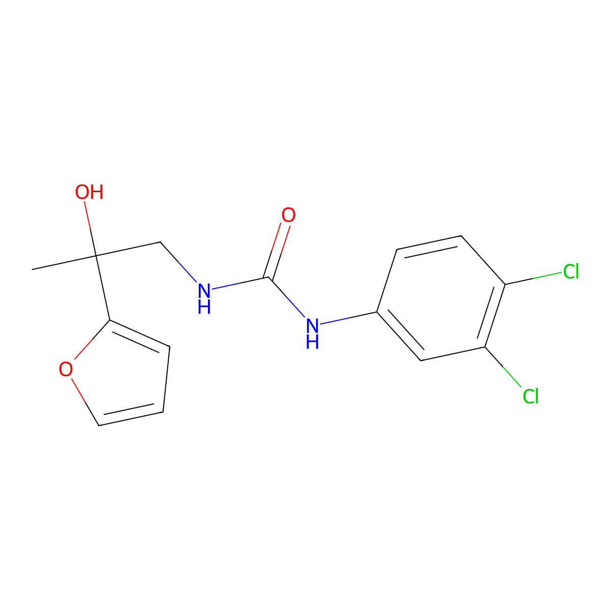 1-(3,4-Dichlorophenyl)-3-[2-(furan-2-yl)-2-hydroxypropyl]urea molecular structure, CAS 1396812-54-6