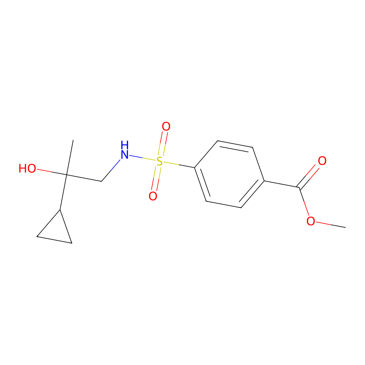 methyl 4-(N-(2-cyclopropyl-2-hydroxypropyl)sulfamoyl)benzoate molecular structure, CAS 1396812-55-7