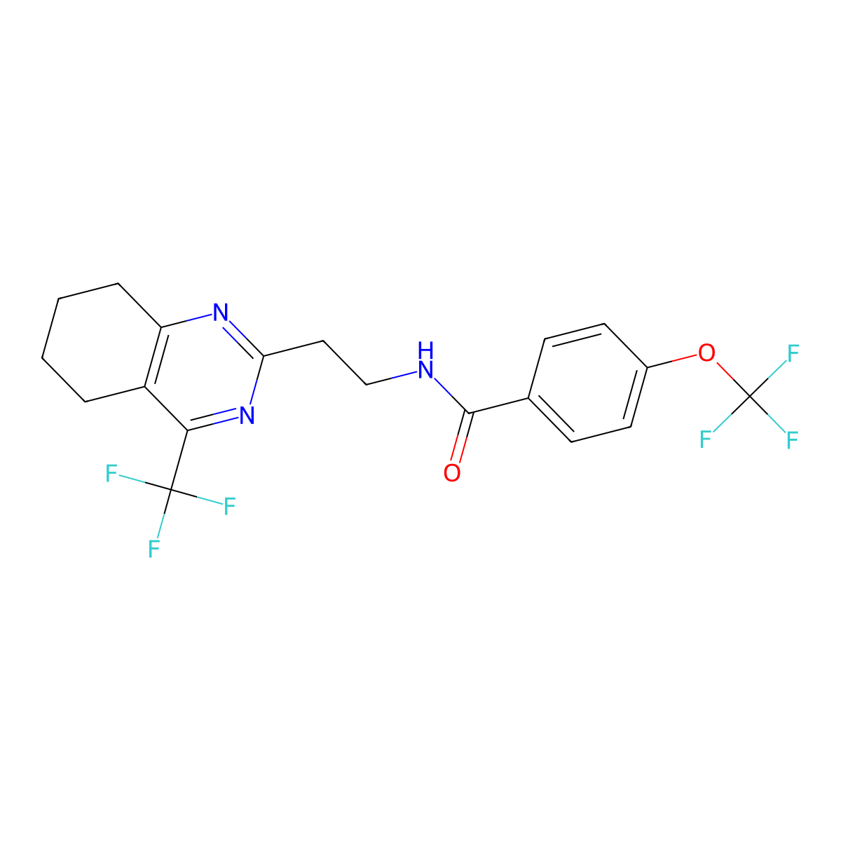 4-(trifluoromethoxy)-N-(2-(4-(trifluoromethyl)-5,6,7,8-tetrahydroquinazolin-2-yl)ethyl)benzamide molecular structure, CAS 1396812-56-8