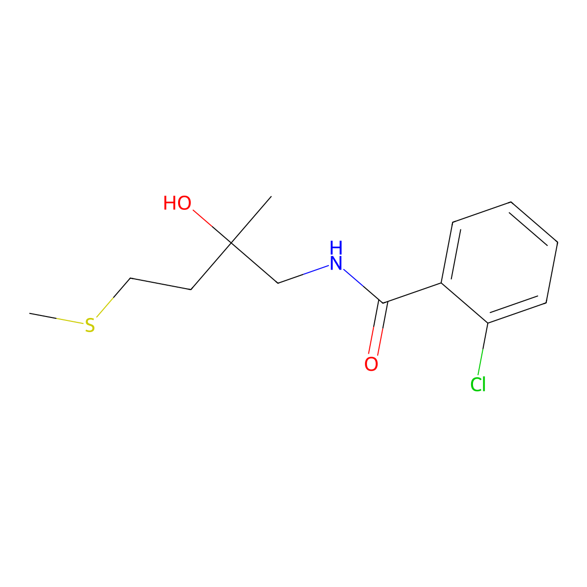 2-chloro-N-(2-hydroxy-2-methyl-4-(methylthio)butyl)benzamide molecular structure, CAS 1396812-59-1