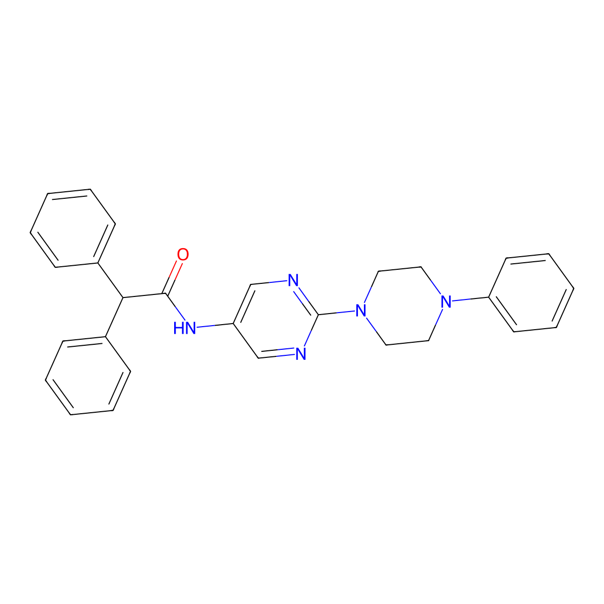2,2-diphenyl-N-[2-(4-phenylpiperazin-1-yl)pyrimidin-5-yl]acetamide molecular structure, CAS 1396812-62-6