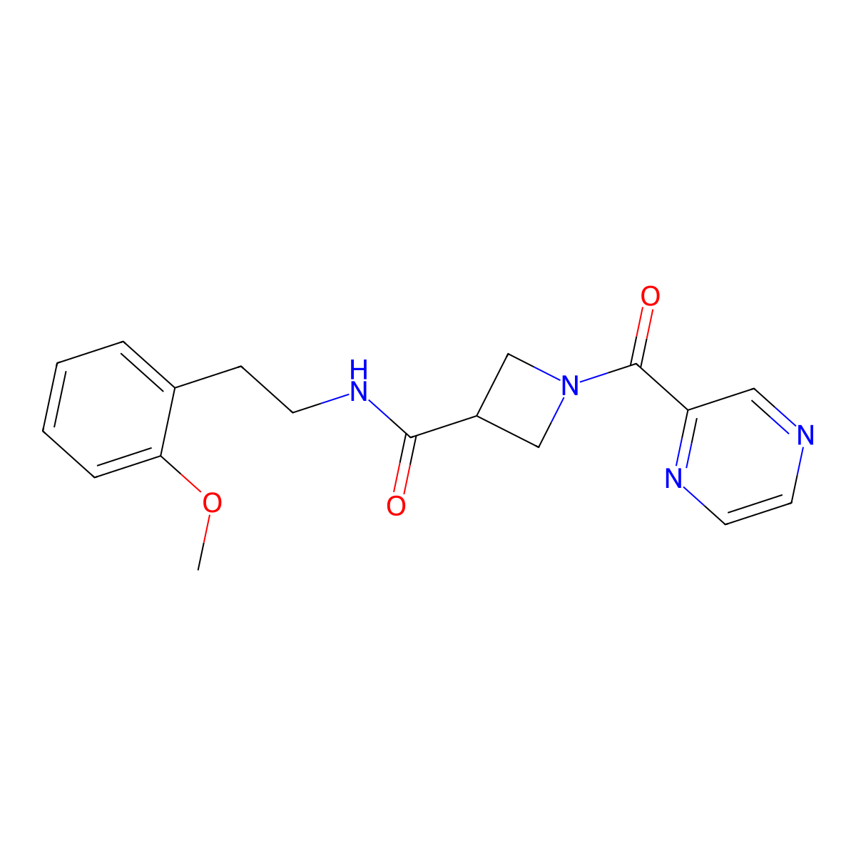 N-[2-(2-methoxyphenyl)ethyl]-1-(pyrazine-2-carbonyl)azetidine-3-carboxamide molecular structure, CAS 1396812-74-0