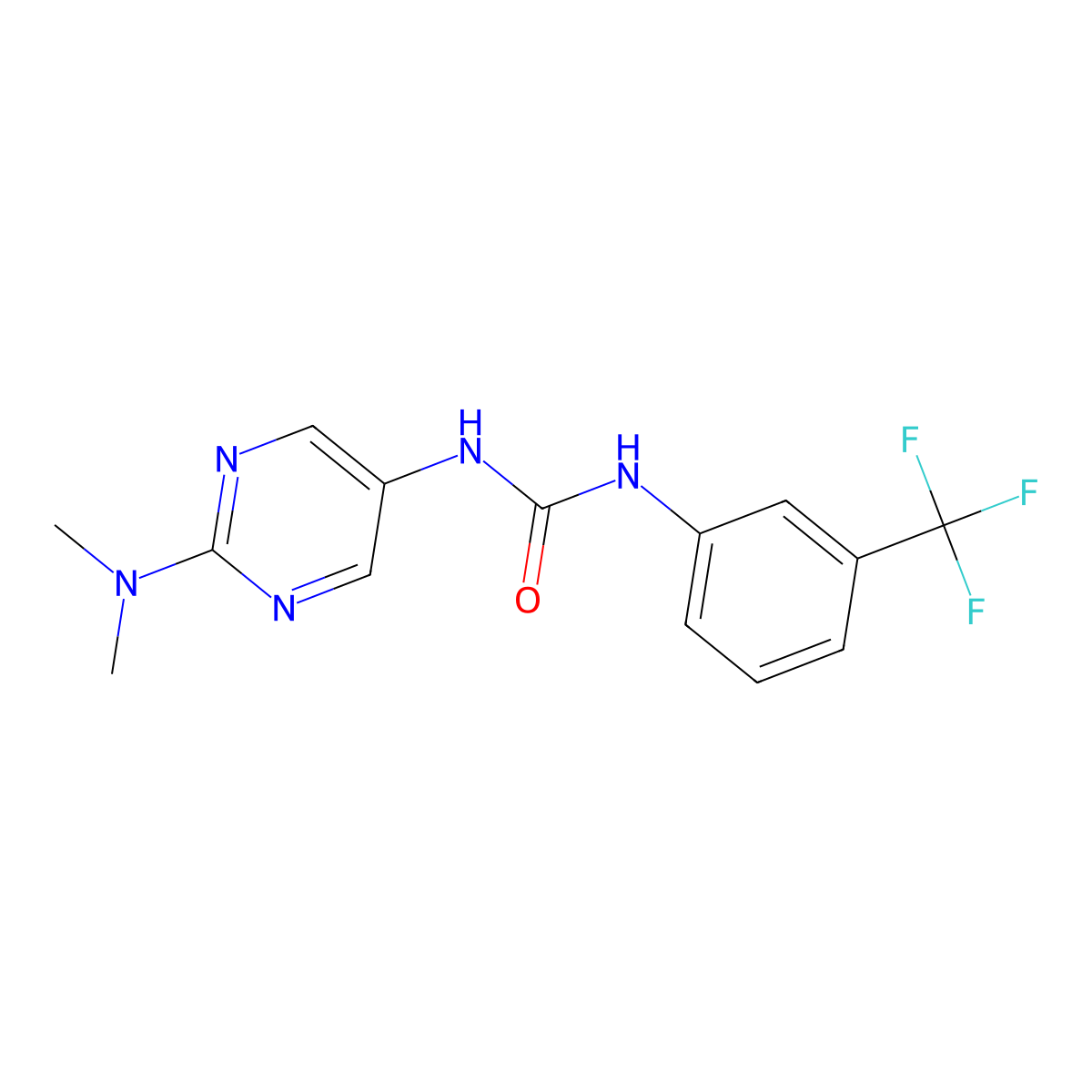 1-(2-(Dimethylamino)pyrimidin-5-yl)-3-(3-(trifluoromethyl)phenyl)urea molecular structure, CAS 1396812-85-3